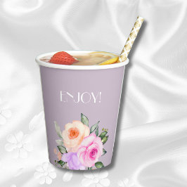 ラベンダーピンクローズブライトフローラブライダルシャワー 紙コップ