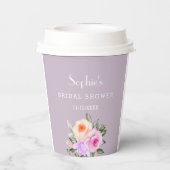 ラベンダーピンクローズブライトフローラブライダルシャワー 紙コップ (裏面)