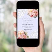 ラベンダーピンクローズ金ゴールドフローラレース結婚ラグジュアリーズ 招待状