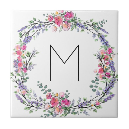 ラベンダーピンクワイルドバラ&ユーカリプタス タイル (正面)