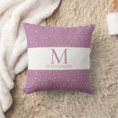ラベンダーピンク金ゴールドレインドロップモダントレンディーモノグラム クッション (ブランケット)