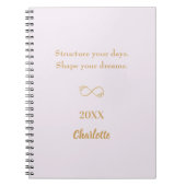 ラベンダーピンク金ゴールド感動的引用文 ノートブック (正面)