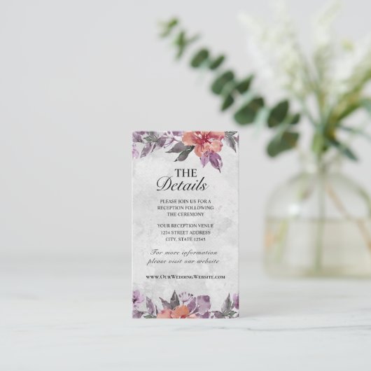 ラベンダーピーチエレガントパープルフローラ水彩 エンクロージャーカード (スタンド正面)