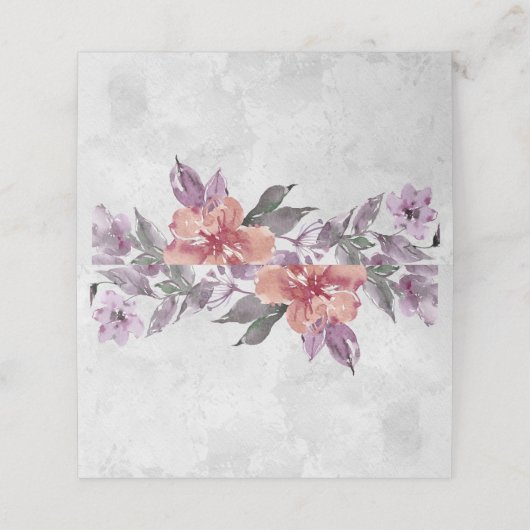 ラベンダーピーチエレガントパープルフローラ水彩 プレイスカード (外部開封)