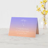 ラベンダーピーチパープルオブブライドおめでとう カード (黄色い花)