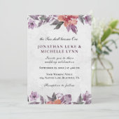 ラベンダーピーチフローラウォーターカラークリスチャン結婚ズ 招待状 (スタンド正面)