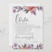 ラベンダーピーチフローラウォーターカラークリスチャン結婚ズ 招待状 (裏面)