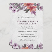 ラベンダーピーチフローラウォーターカラークリスチャン結婚ズ 招待状 (正面/裏面)