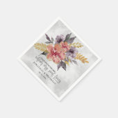 ラベンダーピーチ金ゴールドフローラバイブル結婚バース スタンダードカクテルナプキン (角)