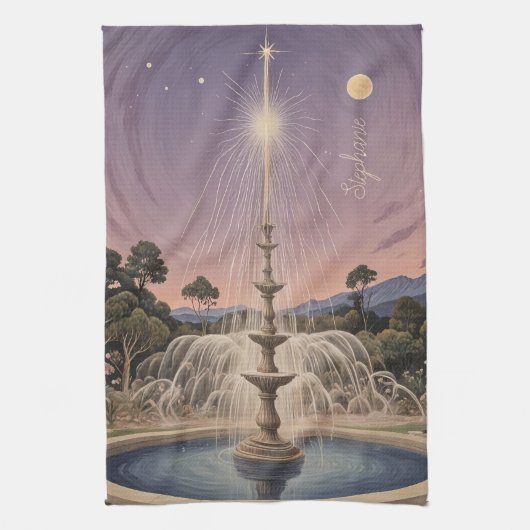 ラベンダーファウンテンズルラビーパーソナライズされた キッチンタオル (縦)