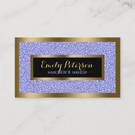 ラベンダーファックスグリッター金ゴールドアクセント化粧品事業 名刺 (正面)