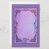 ラベンダーファンシーの背景の紫色のフレーム 便箋 (正面/裏面)