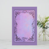 ラベンダーファンシーの背景の紫色のフレーム 便箋 (スタンド正面)