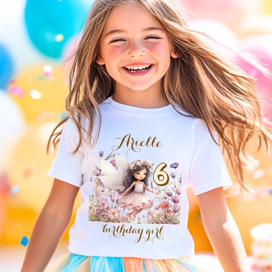 ラベンダーファンタジー妖精の野の花パステル誕生日 Tシャツ