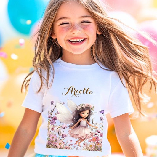 ラベンダーファンタジー妖精ワイルドフラワーパステル Tシャツ