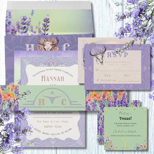 ラベンダーフィールズウエスタンボホ結婚式招待状 招待状