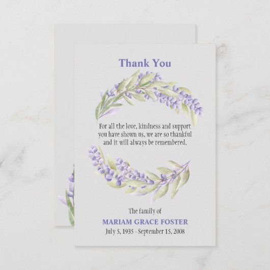 ラベンダーフィールズ死別サンキューカード 出欠カード (正面/裏面)
