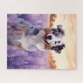 ラベンダーフィールドのオーストラリアの羊飼い ジグソーパズル (横)