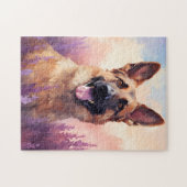 ラベンダーフィールドのドイツの羊飼い ジグソーパズル (横)