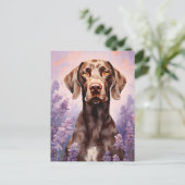 ラベンダーフィールドのドイツ語の短いポインタ ポストカード (スタンド正面)