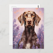 ラベンダーフィールドのドイツ語の短いポインタ ポストカード (正面/裏面)