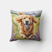 ラベンダーフィールドのハッピーゴールデンレトリバー クッション (裏面)