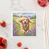 ラベンダーフィールドのハッピーゴールデンレトリバー スタンダードカクテルナプキン (インサイチュ)