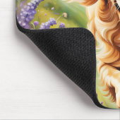 ラベンダーフィールドのハッピーゴールデンレトリバー マウスパッド (コーナー)