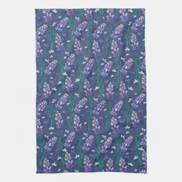 ラベンダーフィールドのパターン（紫） キッチンタオル