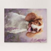 ラベンダーフィールドのブリタニー犬 ジグソーパズル (横)
