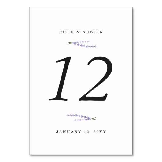 ラベンダーフィールドテーブル番号 テーブルナンバー (正面)