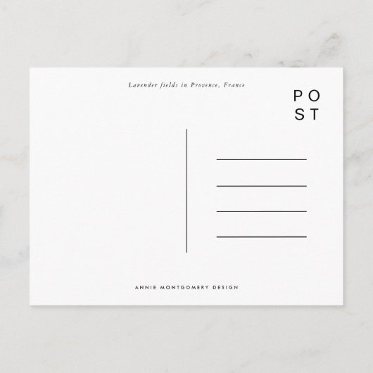 ラベンダーフィールドフランス水彩旅行はがき インビテーションポストカード (裏面)