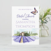 ラベンダーフィールドモダンプロヴァンスベビーブライダルシャワー 招待状 (スタンド正面)