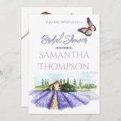 ラベンダーフィールドモダンプロヴァンスベビーブライダルシャワー 招待状 (正面/裏面)