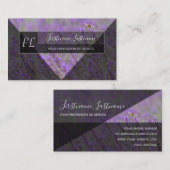 ラベンダーフィールド(昆虫)マルハナバチグレー三角形モノグラム 名刺 (正面/裏面)