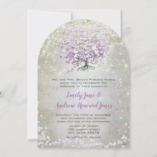 ラベンダーフェアユタリーライトとスター結婚ズ 招待状 (正面)