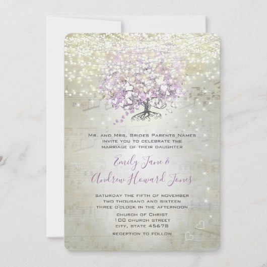 ラベンダーフェアユタリーライトとスター結婚ズ 招待状 (正面)