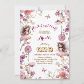 ラベンダーフェアリーワイルドフラワーピクシー1st誕生日 招待状 (正面)