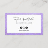 ラベンダーフェイクグリッターカスタムロイヤリティカード 名刺 (裏面)