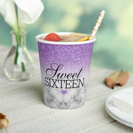ラベンダーフェイクグリッター/マーブルスウィート16 紙コップ (インサイチュ)