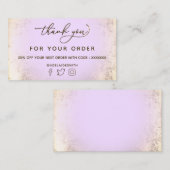 ラベンダーフェイク金ゴールド箔サンキューカード 名刺 (正面/裏面)