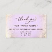 ラベンダーフェイク金ゴールド箔サンキューカード 名刺 (正面)