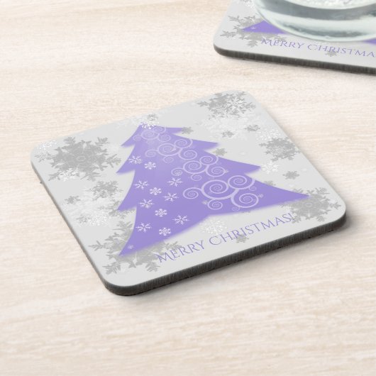 ラベンダーフェスティバルクリスマスツリープラスチックコースター コースター (左側)