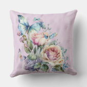 ラベンダーフォイルと紫ピンク牡丹バタフライ クッション (裏面)