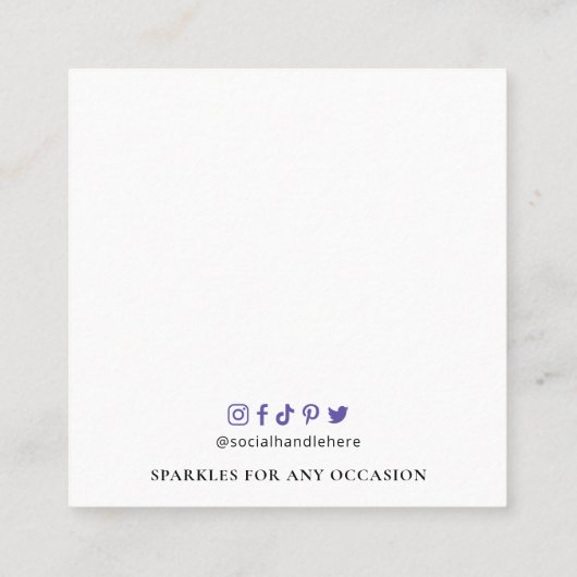 ラベンダーフォイルフェイクロゴイヤリングジュエリーディスプレイ スクエア名刺 (裏面)