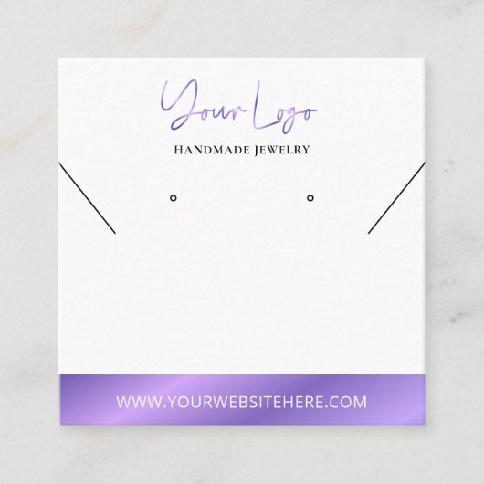 ラベンダーフォイルフェイクロゴイヤリングジュエリーディスプレイ スクエア名刺 (正面)