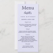 ラベンダーフォトおもしろいファクト誕生日メニューカード 招待状 (正面)