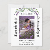 ラベンダーフォトウェディング日付カードを保存 (正面)