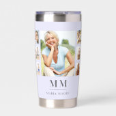 ラベンダーフォトコラージュモノグラム名 保温保冷タンブラー (正面)