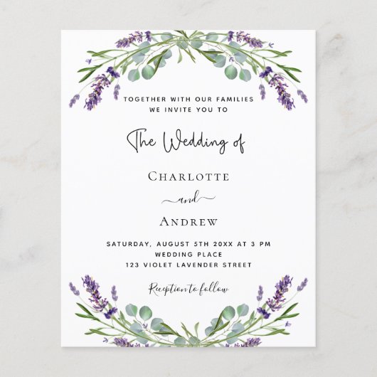 ラベンダーフォトコラージュQR RSVP予算結婚の (正面)